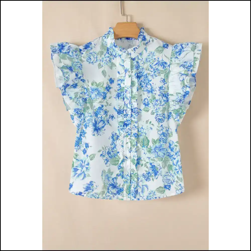 Sky Blue Floral Shirt your Closet will Thank - Blouses