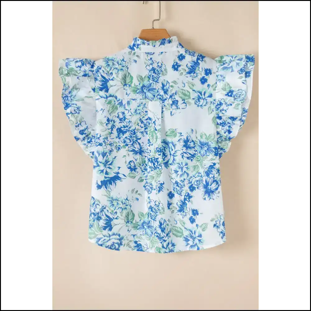Sky Blue Floral Shirt your Closet will Thank - Blouses