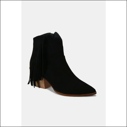 Bohemian Suede Fringe Point Toe Ankle Boots