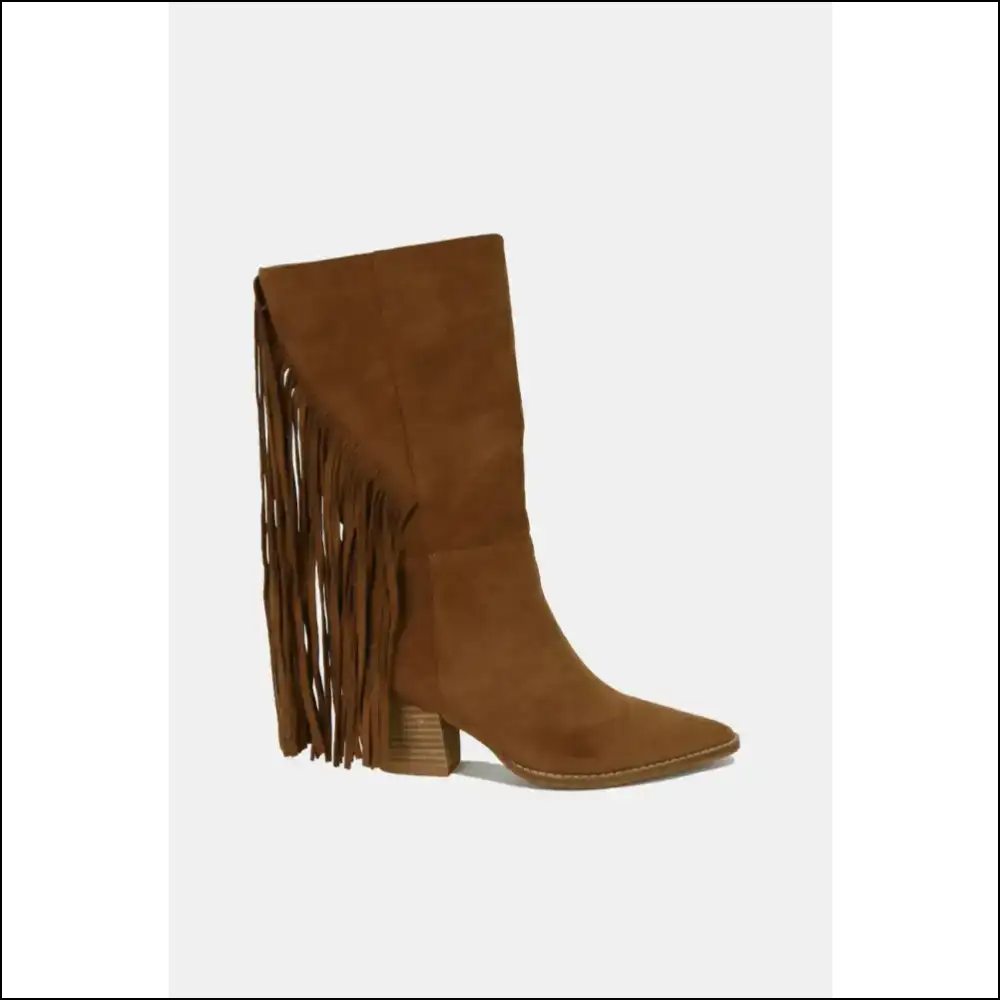 Boho Chic Suede Fringe Point Toe Boots