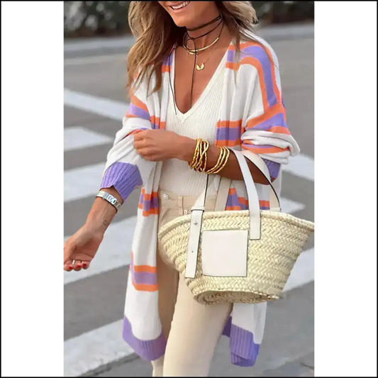 Beige Striped Long Sleeve: Grandma Chic 👵 (needful Things) - s - Cardigans