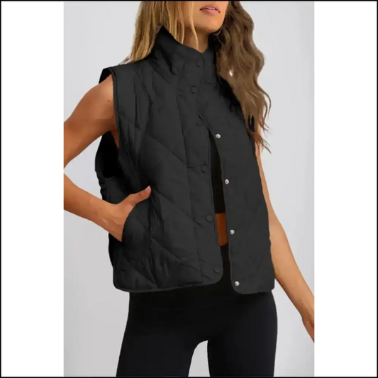 Black Quilted High Neck Vest Coat: Chic & Zero Chill 🥶 Needful Things - s - Coats