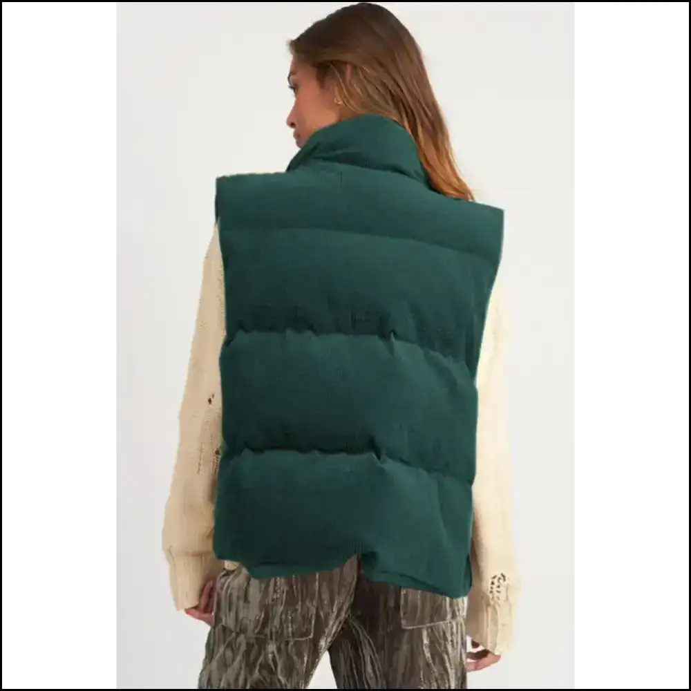 Jungle Green Corduroy Puffer Vest: Ironic Warmth from Needful Things 😂 - Coats