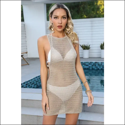 Angel Wings Cutout Wide Strap Cover-up - Khaki / s - Cover-ups