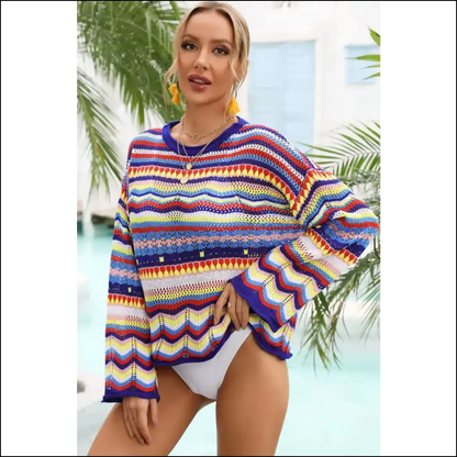 Angel Wings Multicolored Stripe Cover-up - Cover-ups