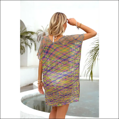 Angel Wings Openwork Contrast Cover-up - Cover-ups