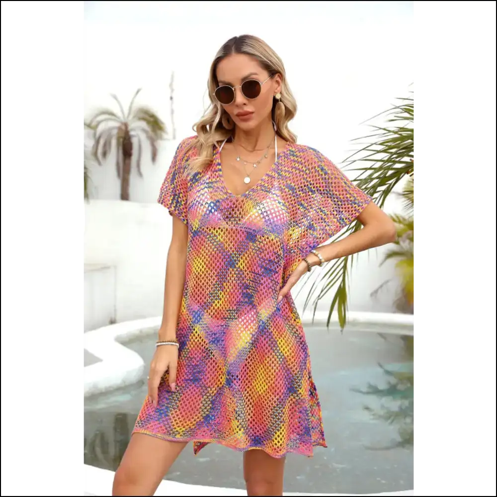 Angel Wings Openwork Contrast Cover-up - Orange / one Size - Cover-ups