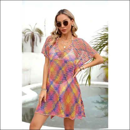 Angel Wings Openwork Contrast Cover-up - Orange / one Size - Cover-ups
