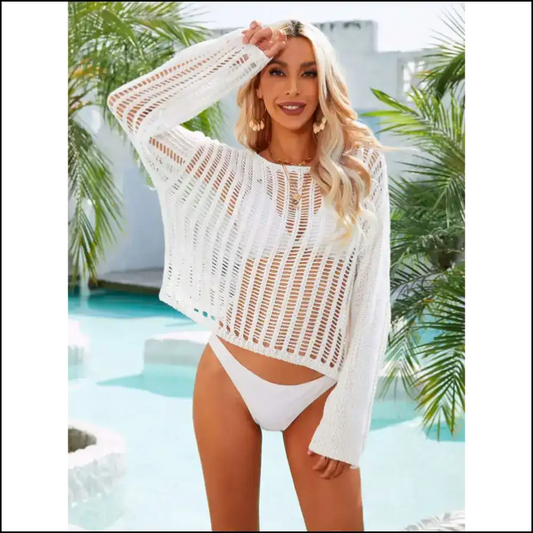 Embrace your Inner Sassy Seraph with Angel Wings Openwork Cover-up! 😇✨ - White / s - Cover-ups