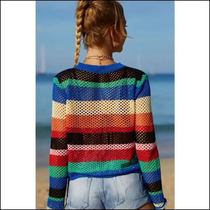 Fly High and Shine Bright in our Angel Wings Rainbow Stripe Cover-up! 🌈✨ - Cover-ups