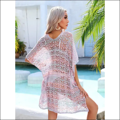 Angel Wings Slit Openwork V-neck Cover Up - Cover-ups