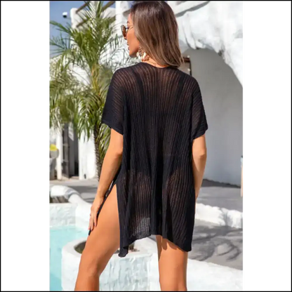 Angel Wings Slit V-neck Cover Up - Cover-ups