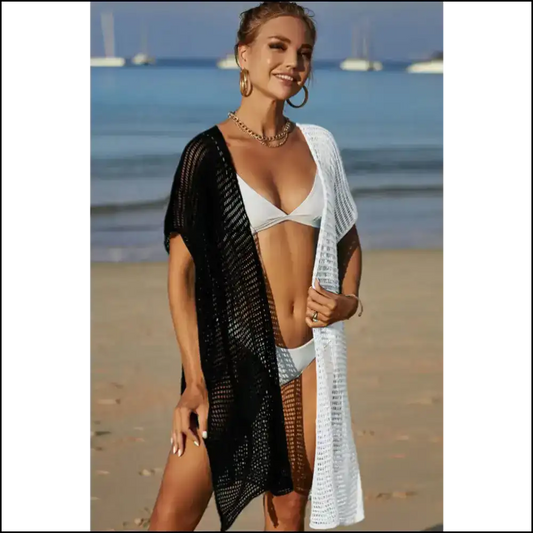 Spread your Wings in Style: Get the Angel Two-tone Cover-up! 😇✨ - Black / one Size - Cover-ups