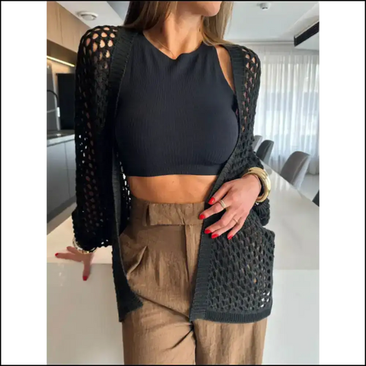 Chic Hollow Cover-up: your Fashion Bff for any Drama 💁‍♀️ - Black / s - Cover-ups
