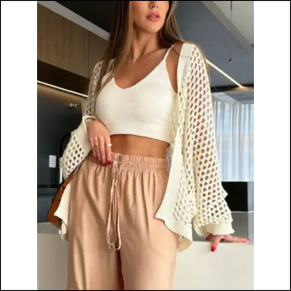 Chic Hollow Cover-up: your Fashion Bff for any Drama 💁‍♀️ - Cream / s - Cover-ups