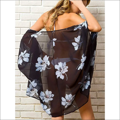 Chic Open Front Half Sleeve Cover-up - Cover-ups