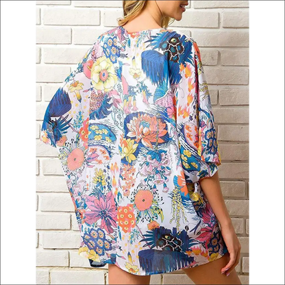 Chic Open Front Half Sleeve Cover-up - Cover-ups
