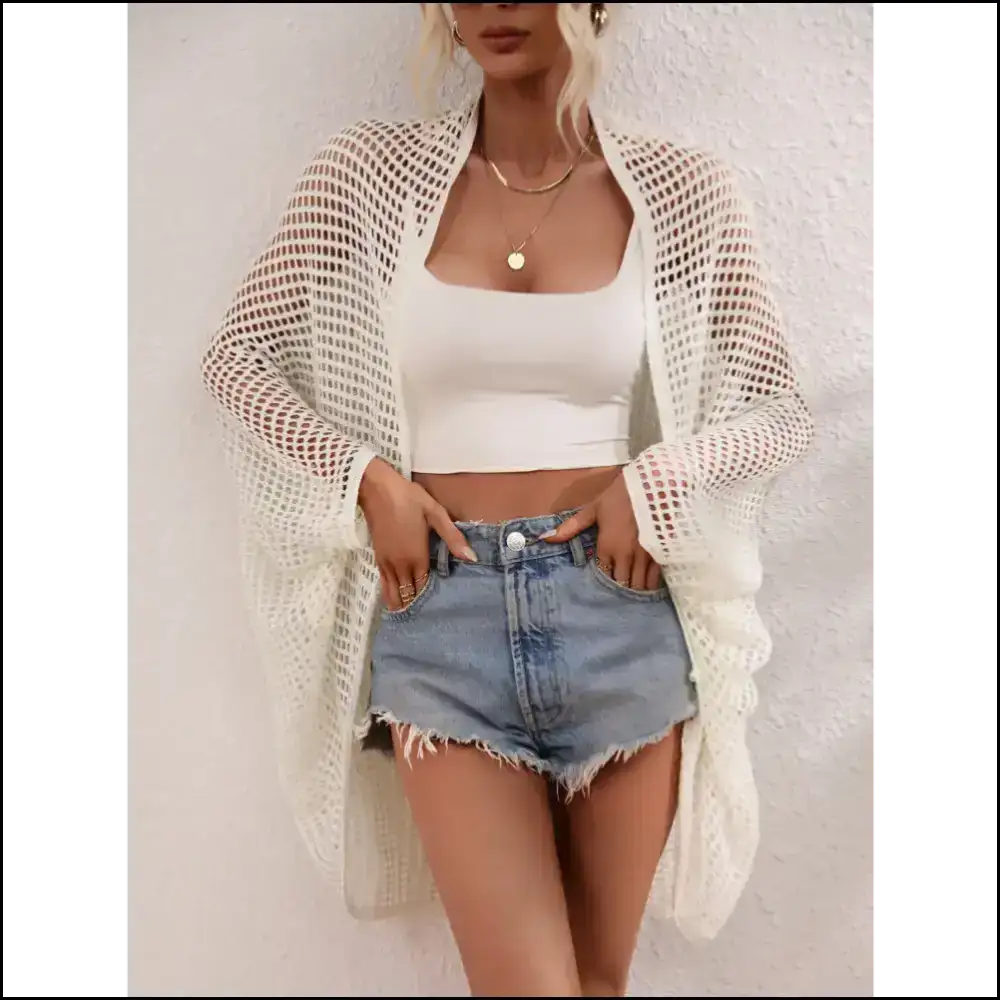 Chic Openwork Longline Cover: Flaunt it Like you just Won the Lottery 💃💰 - Cover-ups