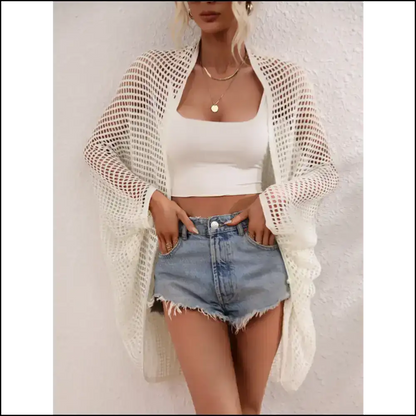 Chic Openwork Longline Cover: Flaunt it Like you just Won the Lottery 💃💰 - Cover-ups