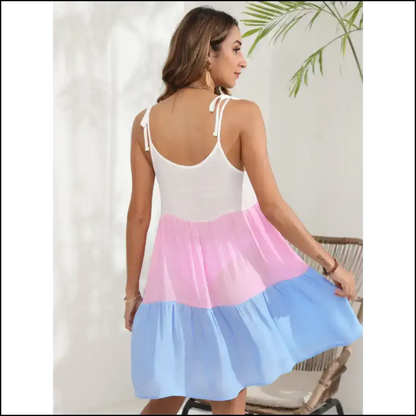 Unleash your Inner Goddess in our Color Block Spaghetti Strap Dress!✨ - Cover-ups