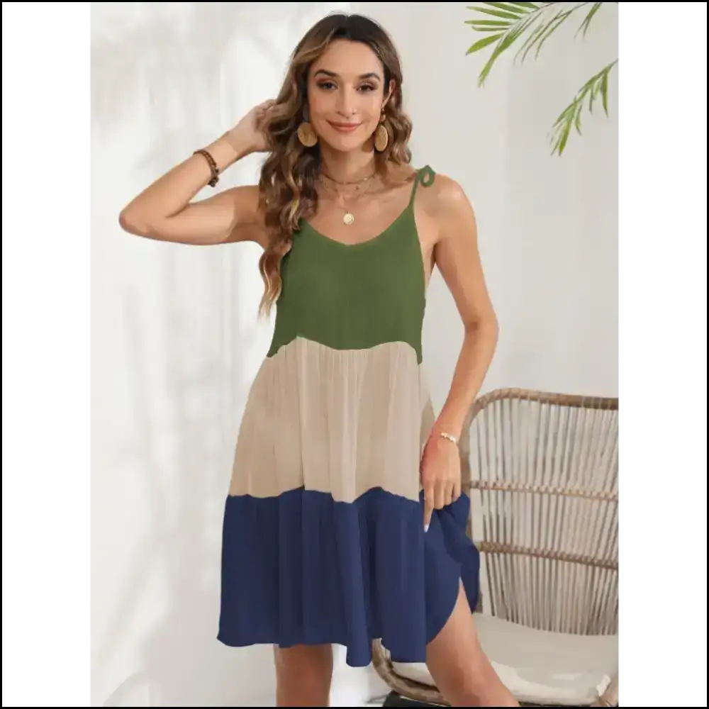 Unleash your Inner Goddess in our Color Block Spaghetti Strap Dress!✨ - Dark Blue / Xl - Cover-ups