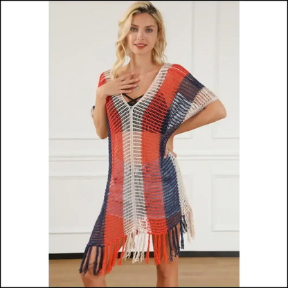 Unleash your Inner Sunshine Goddess with our Sassy Tassel Color Block! 🌞✨ Multicolor / s Cover Ups