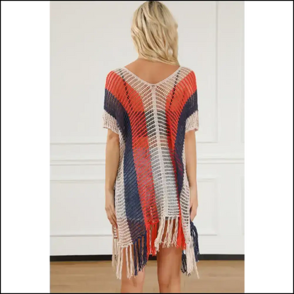 Unleash your Inner Sunshine Goddess with our Sassy Tassel Color Block! 🌞✨ Cover Ups