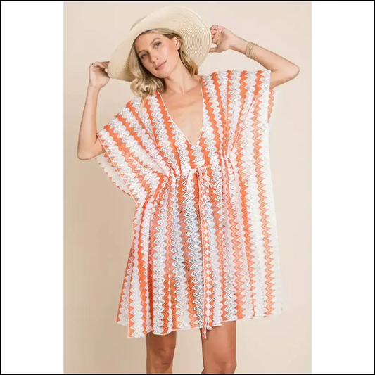 Sashay in Style: Cotton Bleu Multi Crochet Lace Cover Up for Goddesses! 🌊✨ - Orange / s - Cover-ups
