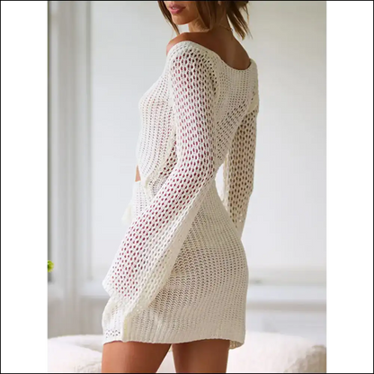 Chic Cutout Lace-up Long Sleeve Cover Up - Cover-ups