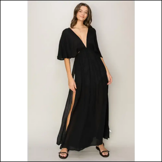 I’m not Saying a Snack but this Tie Maxisplit Might be Dinner! - Black / l - Cover-ups