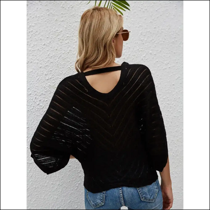 Chic Openwork Batwing Sleeve Cover-up - Cover-ups