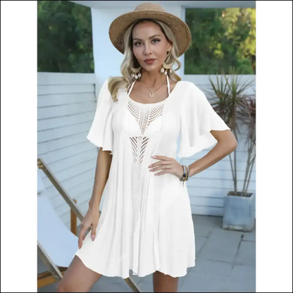 Dive Into Drama: Flaunt your Flutters with Openwork Flutter Sleeves! 🌊✨ - White / one Size - Cover-ups