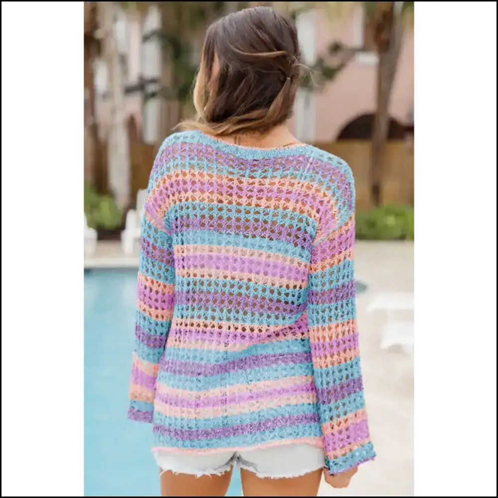 Purple Striped Hollow Knit Cover Up: Beach Please! Needful Things Ups