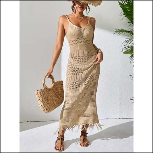 Scoop Neck Style: Cover your ?? in Chic Openwork Fun! 🍹✨ Needful Things Camel / l Ups