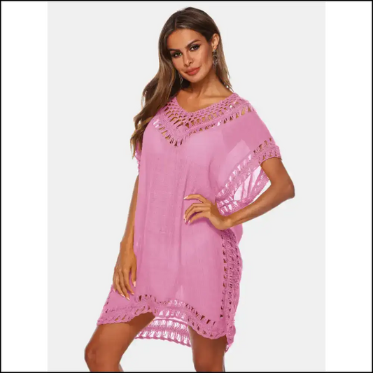Shine Bright Like a Sheer Cutout V-neck – Because Sunburns are so Last Season! - Pink / one Size - Cover-ups