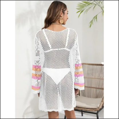 Breezy Elegance: Rock that Sheer Openwork Long Sleeve Like a Snack 🍕✨ - Cover-ups
