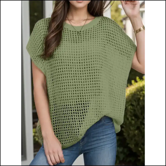 Dare to Bare with our Sheer Openwork Round Neck Marvel - Needful Things! 😏✨ - Guacamole Green / s - Cover-ups