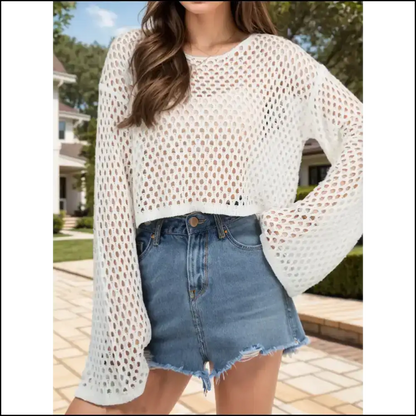 Sheer Openwork: your Round Neck Wingman for Outfits and Shenanigans! 💃✨ - Cover-ups
