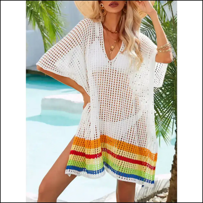 Slay the Day with Needful Things’ Slit Openwork V-neck Cover-up! 💃✨ - White / one Size - Cover-ups