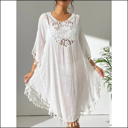 Tassel Cutout Scoop: Ready for Sunshine & Shenanigans with Needful Things! 🌞✨ - White / one Size - Cover-ups