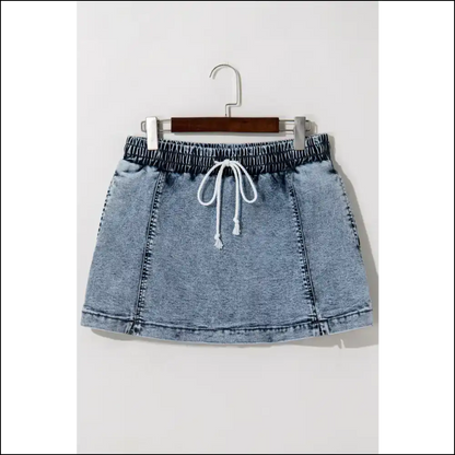Chic Drawstring High Waist Pocketed Denim Shorts