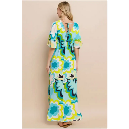 Floral Printed Slit Maxi Dress - Summer Elegance - Dresses