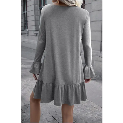 Ivy Lane V-neck Flounce Sleeve Ruffle Hem Mini Dress - Dresses