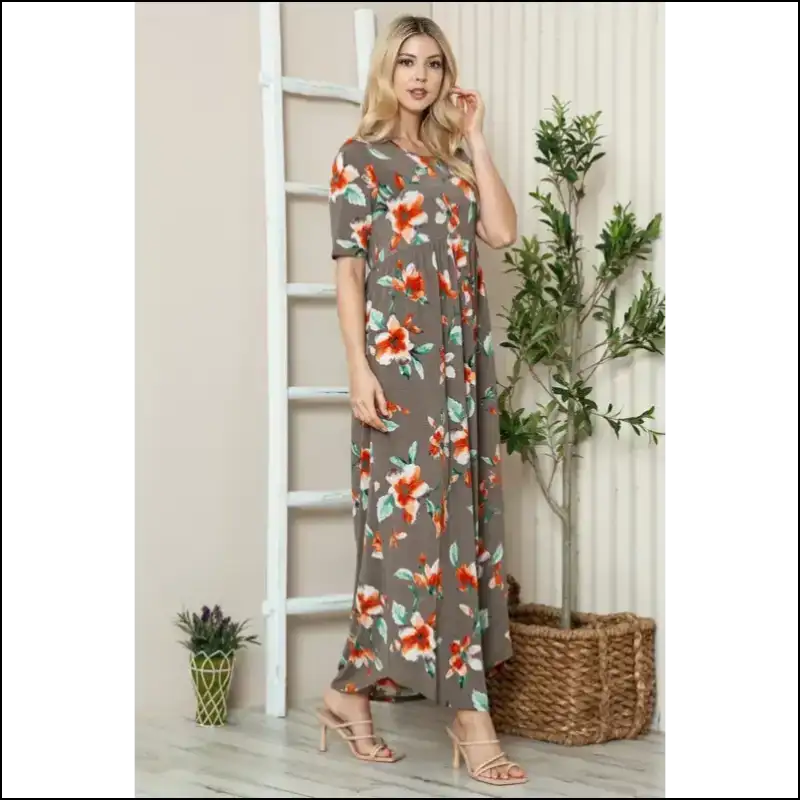 Bombom Floral Maxi Tee Dress - Effortless Chic - Dresses