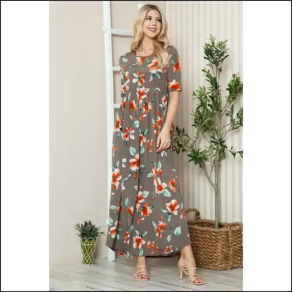 Bombom Floral Maxi Tee Dress - Effortless Chic - Dresses