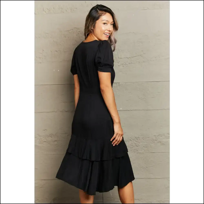 Perfee Ruffle Hem Surplice Dress - Dresses