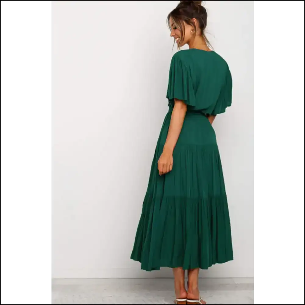 Chic Front Tie Tiered Midi Dress - Dresses