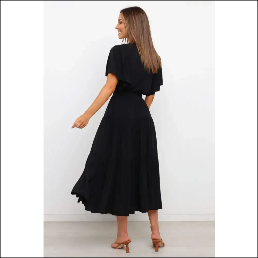 Chic Front Tie Tiered Midi Dress - Dresses