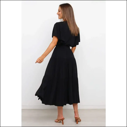 Chic Front Tie Tiered Midi Dress - Dresses