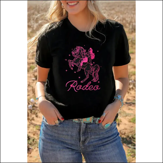 Black Cowgirl Rodeo Graphic Tee - s - Tees